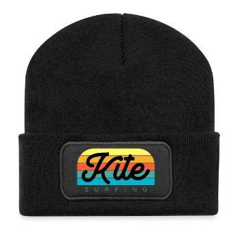 Kitesurfer Kiteboard Kitesurfen Kitesurf - Recycelte Patch Beanie - Schwarz - Vorne