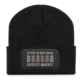 In April We Wear Orange Infertility Awareness IVF - Recycled Patch Beanie - black - Front