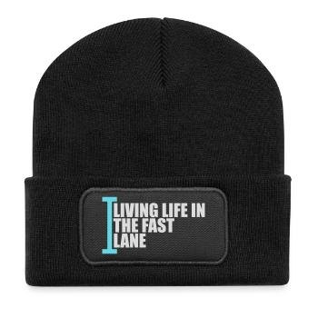 La vie dans la piscine flottante à toute vitesse, drôle de diction - Beanie recyclé à patch - noir - Devant