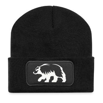 Bär Silhouette - Recycelte Patch Beanie - Schwarz - Vorne