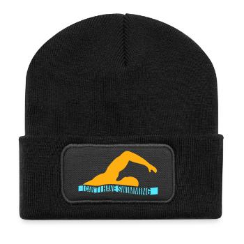 I Can't I Have Swimming Funny Swimmer Excuse - Recycled Patch Beanie - black - Front