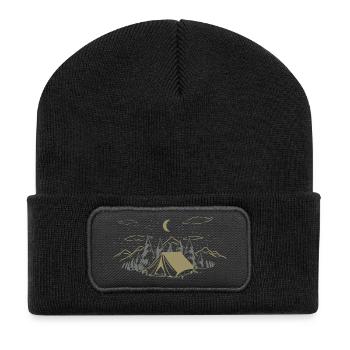 Tente de camp de nuit à Pines - Beanie recyclé à patch - noir - Devant