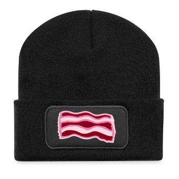 Bacon Bacon Food Funny Meat Foodie - Recycled Patch Beanie - black - Front