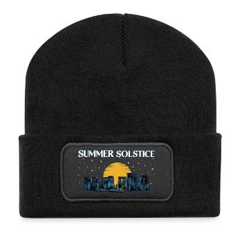 Litha Pagan: Sommersonnenwende, Mittsommer, Mittsommer, Mittsommer. - Recycelte Patch Beanie - Schwarz - Vorne