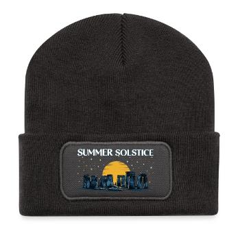 Litha Pagan: Sommersonnenwende, Mittsommer, Mittsommer, Mittsommer. - Recycelte Patch Beanie - Dunkelgrau - Vorne