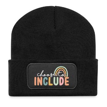 Wähle es, um Regenbogen einzubeziehen - Recycelte Patch Beanie - Schwarz - Vorne
