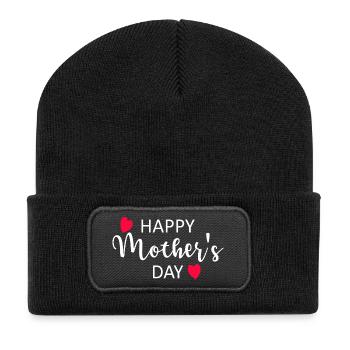 Bonne fête des mères Script Hearts - Beanie recyclé à patch - noir - Devant