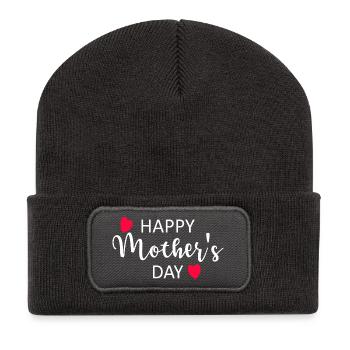 Happy Mother's Day Script Hearts - Recycled Patch Beanie - dark grey - Front