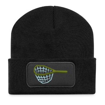 Kescher Angelnetz Fischen - Recycelte Patch Beanie - Schwarz - Vorne