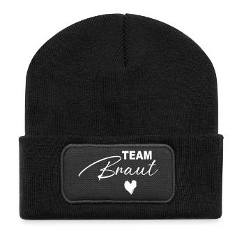 Hochzeit Team Braut weisses Design - Recycelte Patch Beanie - Schwarz - Vorne