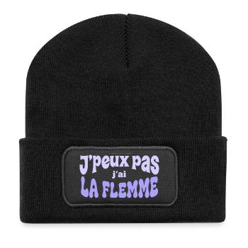 J'peux pas j'ai la flemme - Beanie recyclé à patch - noir - Devant