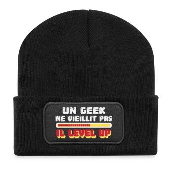 Geek Cadeau humour personnalisé - Beanie recyclé à patch - noir - Devant