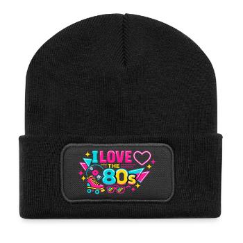 I love the 80s neon - Recycled Patch Beanie - black - Front