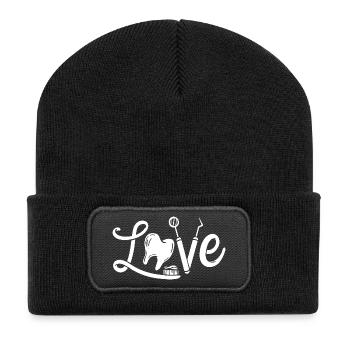 Amour dentaire : Cœur, Dents et Outils - Beanie recyclé à patch - noir - Devant