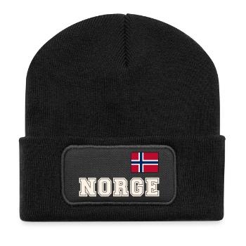 NORWEGN - NORGE Trikot Look - Flagge auf der Brust - Recycelte Patch Beanie - Schwarz - Vorne