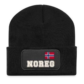 NORWEGN - NOREG Trikot Look - Flagge auf der Brust - Recycelte Patch Beanie - Schwarz - Vorne