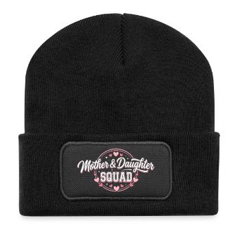 Mutter-Tochter-Trupp | Pinkes Mutter-Tochter-Geschenk - Recycelte Patch Beanie - Schwarz - Vorne