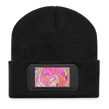 Farbrausch Wirbelkunst - Recycelte Patch Beanie - Schwarz - Vorne