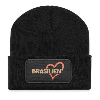Brasilien Herz - Recycelte Patch Beanie - Schwarz - Vorne