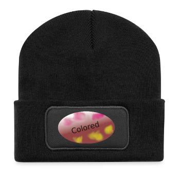 Couleurs pastel : motif de taches de couleur - Beanie recyclé à patch - noir - Devant