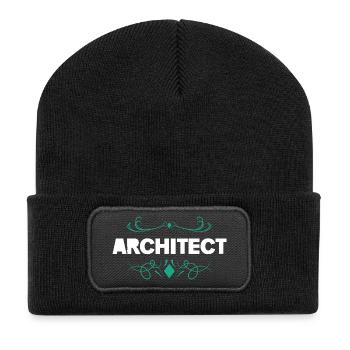 Architect font with ornaments - Recycled Patch Beanie - black - Front