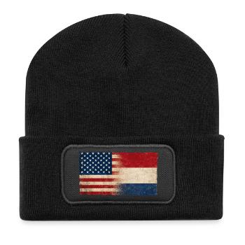 États-Unis, Hollande, Pays-Bas Drapeau Amitié - Beanie recyclé à patch - noir - Devant
