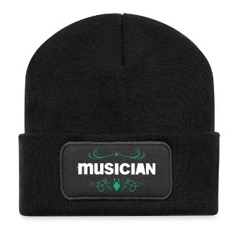 Déclaration du musicien avec des ornements floraux - Beanie recyclé à patch - noir - Devant