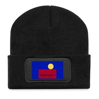 Heikritschi Icon in Blau - Recycelte Patch Beanie - Schwarz - Vorne