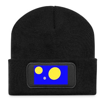 Blaues Geometrie-Tripel: Kreise - Recycelte Patch Beanie - Schwarz - Vorne