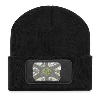 Kreisverkehr Gartenmuster - Recycelte Patch Beanie - Schwarz - Vorne