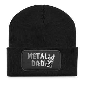 Metal Dad Gift Dad Heavy Metal Rock - Recycelte Patch Beanie - Schwarz - Vorne
