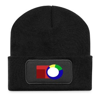 Abstrakte_Rundform_schubst_das_Eckige - Beanie recyclé à patch - noir - Devant