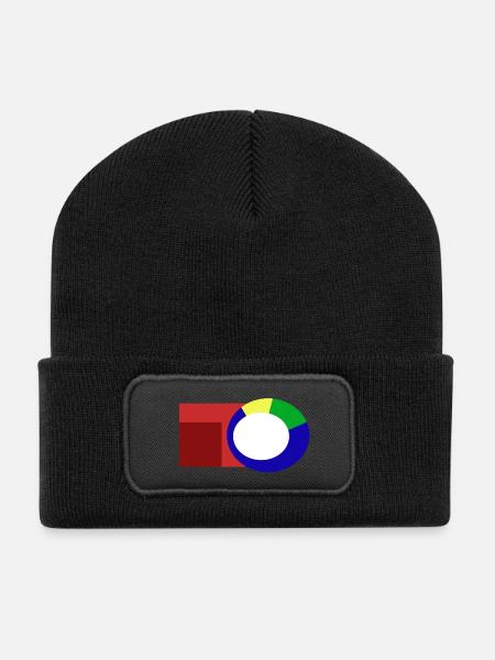 Abstrakte_Rundform_schubst_das_Eckige - Recycelte Patch Beanie - Schwarz