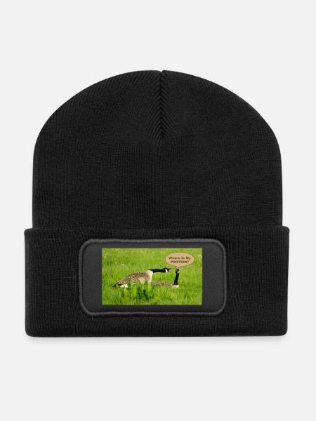 Gans - Wo ist mein Protein - Recycelte Patch Beanie - Schwarz