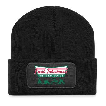 Täglich Fresh Takedowns – Wrestler-Geschenk - Recycelte Patch Beanie - Schwarz - Vorne