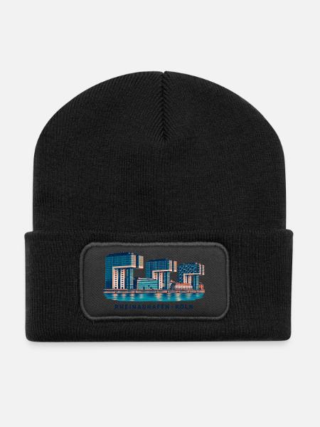 Rheinauhafen Köln - Recycelte Patch Beanie - Schwarz
