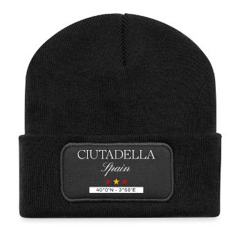 Ciutadella Spanien Souvenir – Reise minimalistisch - Recycelte Patch Beanie - Schwarz - Vorne