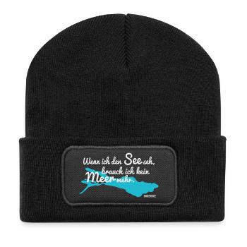 Wenn ich den See seh – Bodensee - Recycelte Patch Beanie - Schwarz - Vorne
