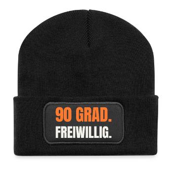 Sauna Spruch: 90 Grad. Freiwillig. - Recycelte Patch Beanie - Schwarz - Vorne