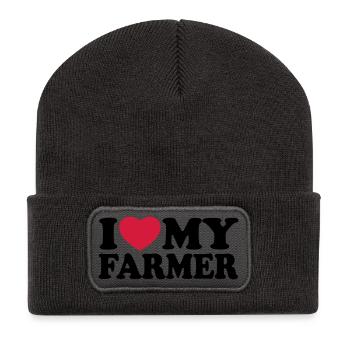 I love my farmer - Beanie recyclé à patch - charbon - Devant