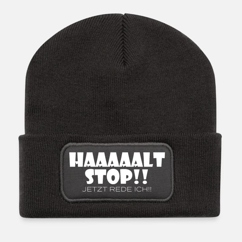 Haaaaaalt Stop!! Jetzt Rede ICH! - Recycelte Patch Beanie - Dunkelgrau