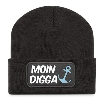 Moin Digga Hamburg - Recycelte Patch Beanie - Dunkelgrau - Vorne