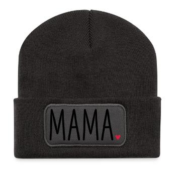 Mom Heart - Gift Mother's Day Child Love - Recycled Patch Beanie - dark grey - Front