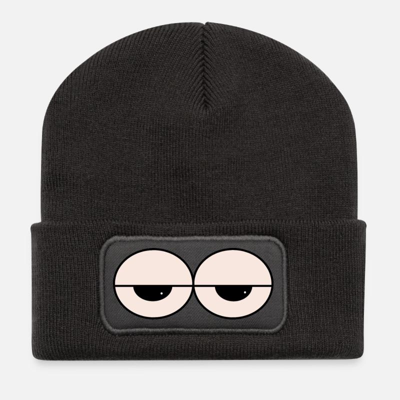 Schlummernde Augen Minimalstil - Recycelte Patch Beanie - Dunkelgrau
