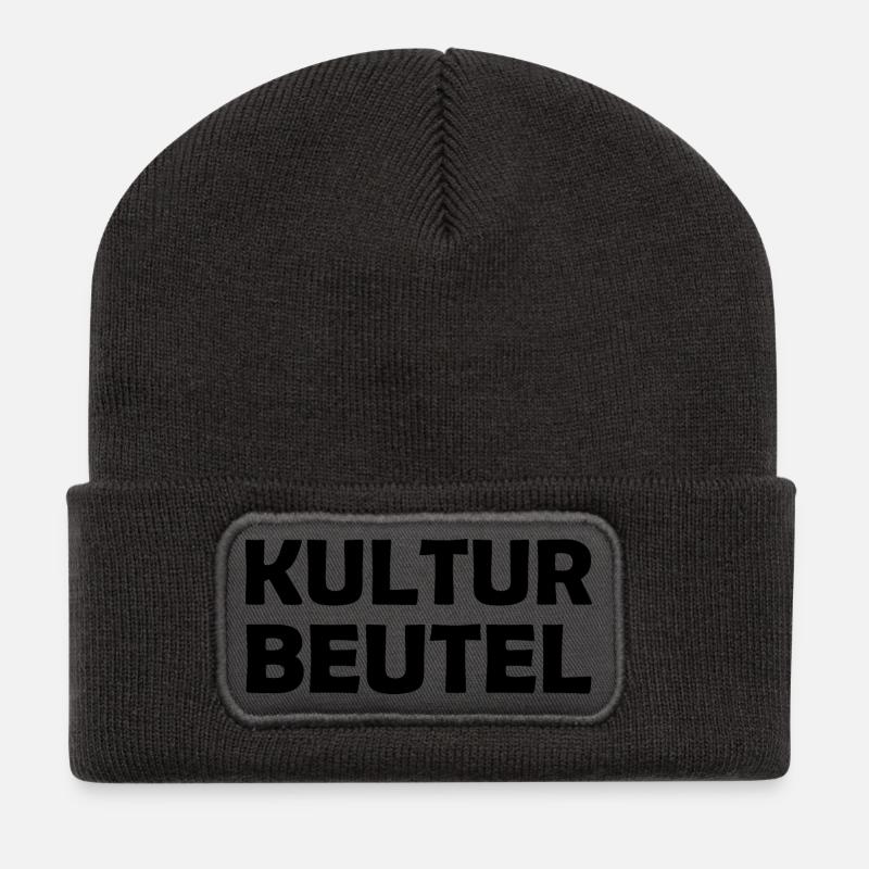 Kulturbeutel - Recycelte Patch Beanie - Dunkelgrau