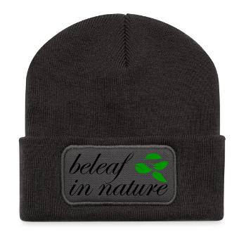 beleaf in nature - Recycelte Patch Beanie - Dunkelgrau - Vorne