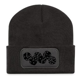 Six dés les uns à côté des autres - Beanie recyclé à patch - charbon - Devant