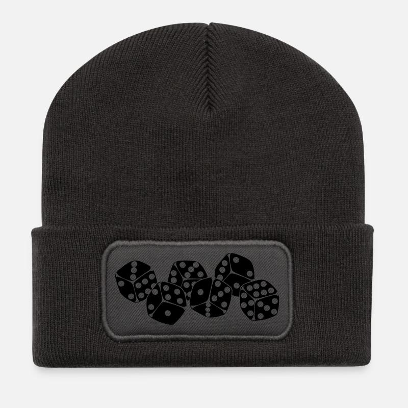 Sechs Würfel nebeneinander - Recycelte Patch Beanie - Dunkelgrau