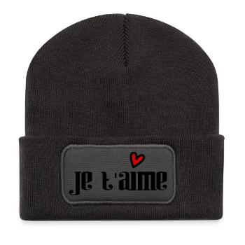 DAD. FATHER'S DAY. HAPPY FATHER'S DAY. HAPPY BIRTHDAY. - Recycled Patch Beanie - dark grey - Front
