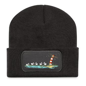 Phare et moutons I Mer du Nord Côte de la mer Baltique - Beanie recyclé à patch - charbon - Devant